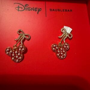 BaubleBar Gold Mickey Earrings with Pearls